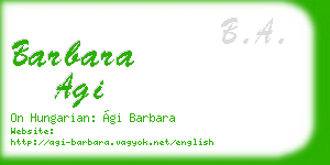 barbara agi business card